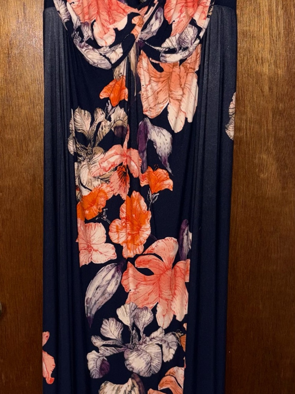 Tommy Bahama Navy Maxi Dress with Coral & Cream Floral Print